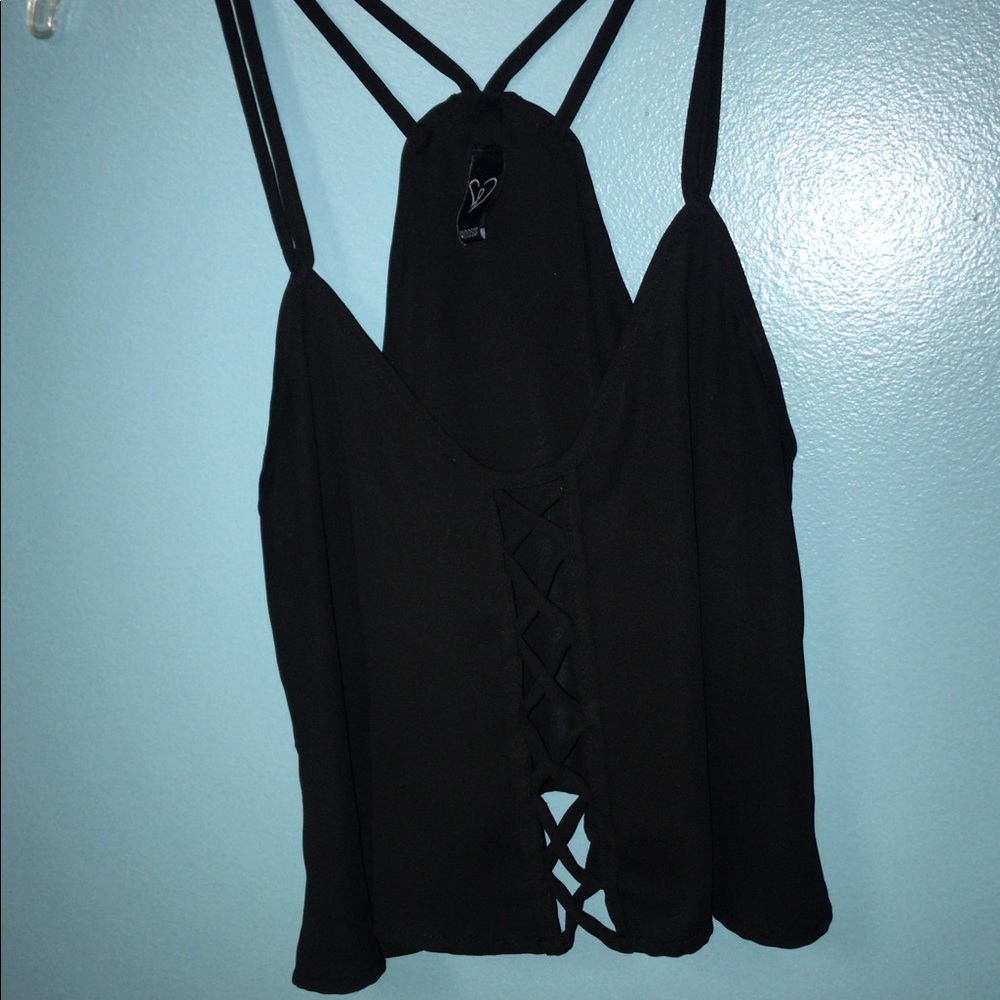 WINDSOR Black X’S Strappy Crop Top. SMALL.